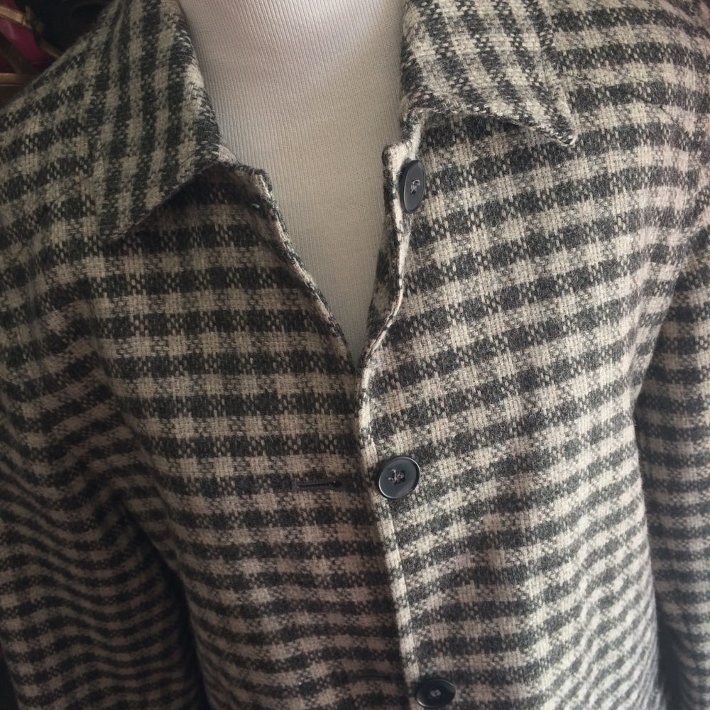 Bernard Holtzman VINTAGE 100% wool coat gray plaid - Picture 2 of 7